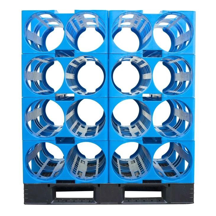 Stackable plastic pallets for transporting gallon barrels
